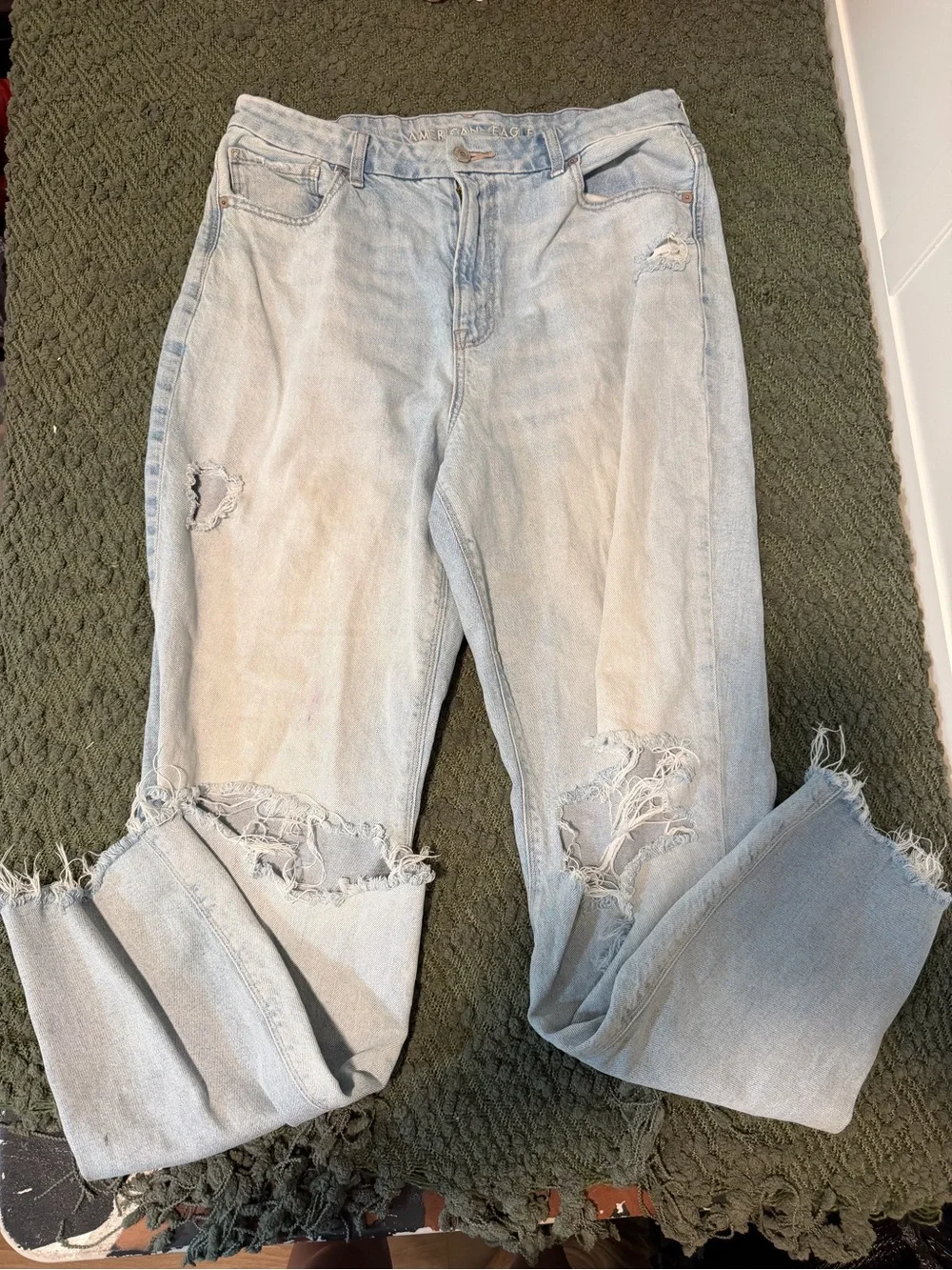 Light Wash Frayed Hem Women’s Extra Long Jeans